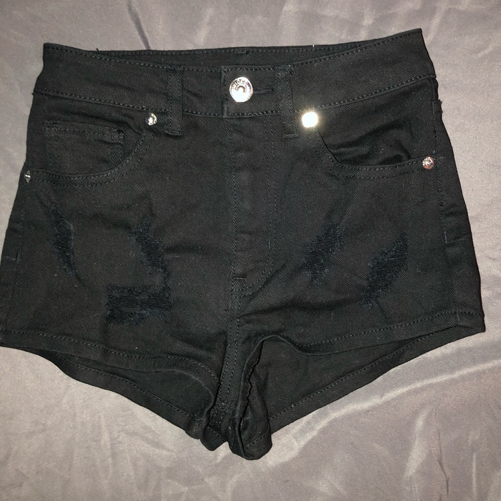 Black jean shorts